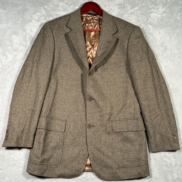 Brooks Brothers Jacket Mens 42R? (NO SIZE TAG SEE MEASUREMENTS) Herringbone Wool - Picture 1 of 15